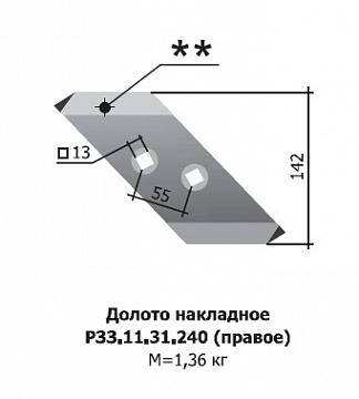 Долото накладное правое РЗЗ.11.31.240 (ст/обр)
