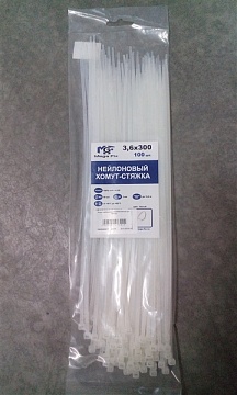 Хомут нейлоновый 3,6*300 белый (уп. 100 шт)